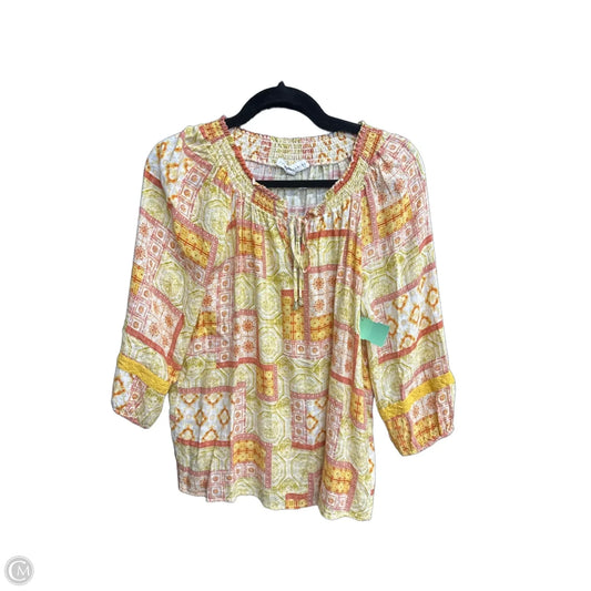 Top 3/4 Sleeve By Jane And Delancey In Geometric Pattern, Size: S