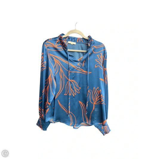 Top Long Sleeve By Easel In Blue & Orange, Size: M