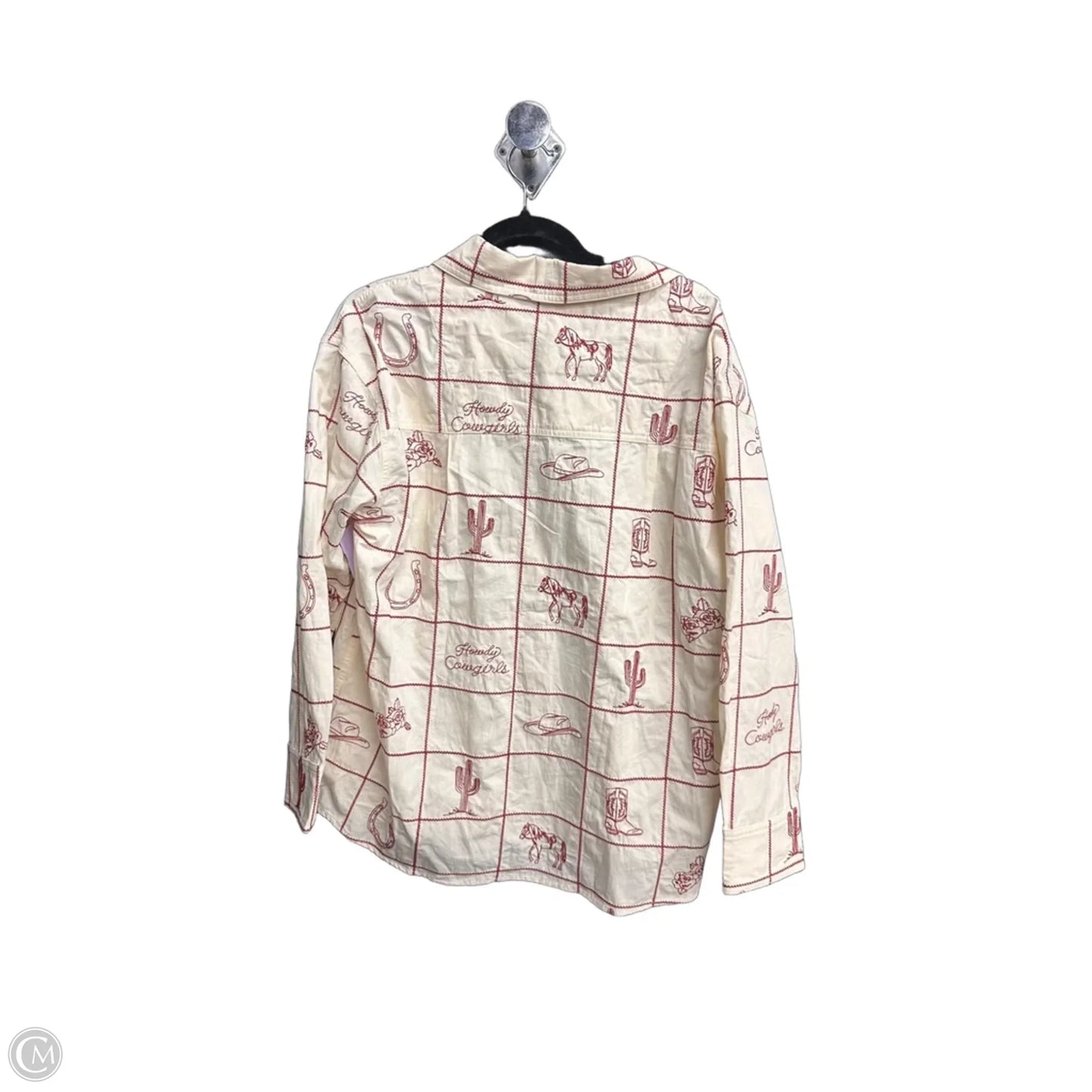 Top Long Sleeve By Ee Some In Red & White, Size: L