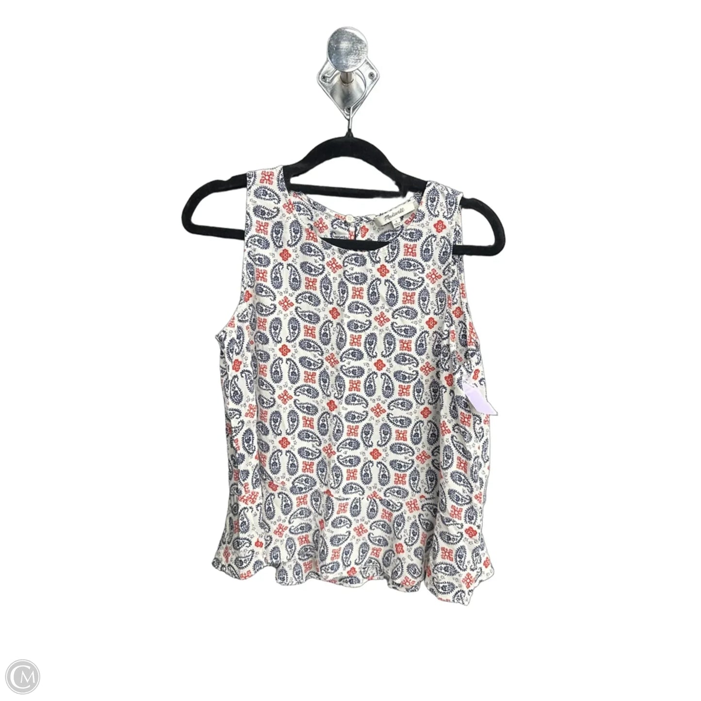 Top Sleeveless By Madewell In Blue & Red & White, Size: S