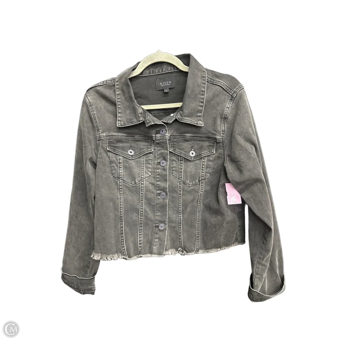 Jacket Denim By Risen In Black Denim, Size: L