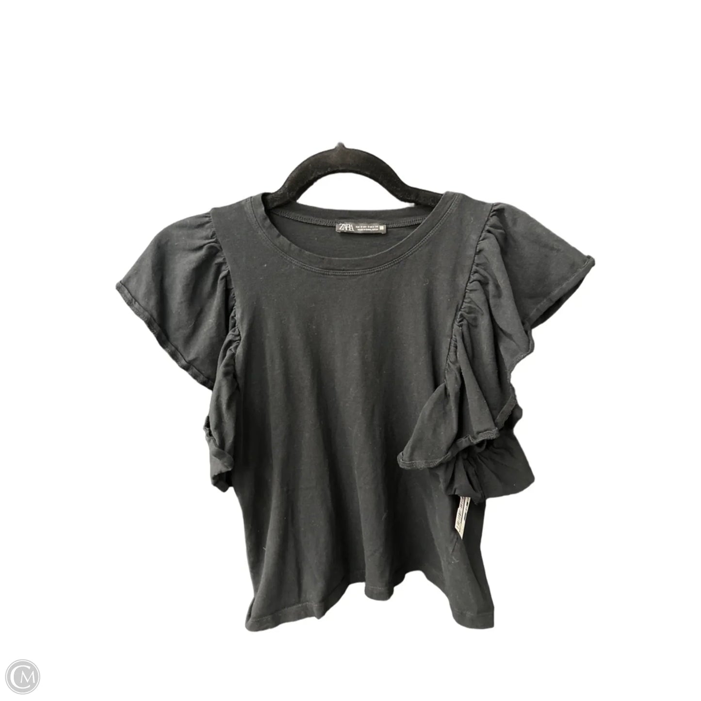 Top Short Sleeve By Zara In Black, Size: S
