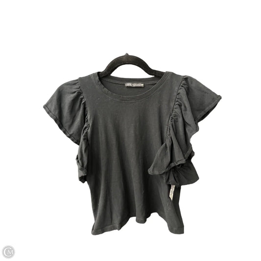 Top Short Sleeve By Zara In Black, Size: S