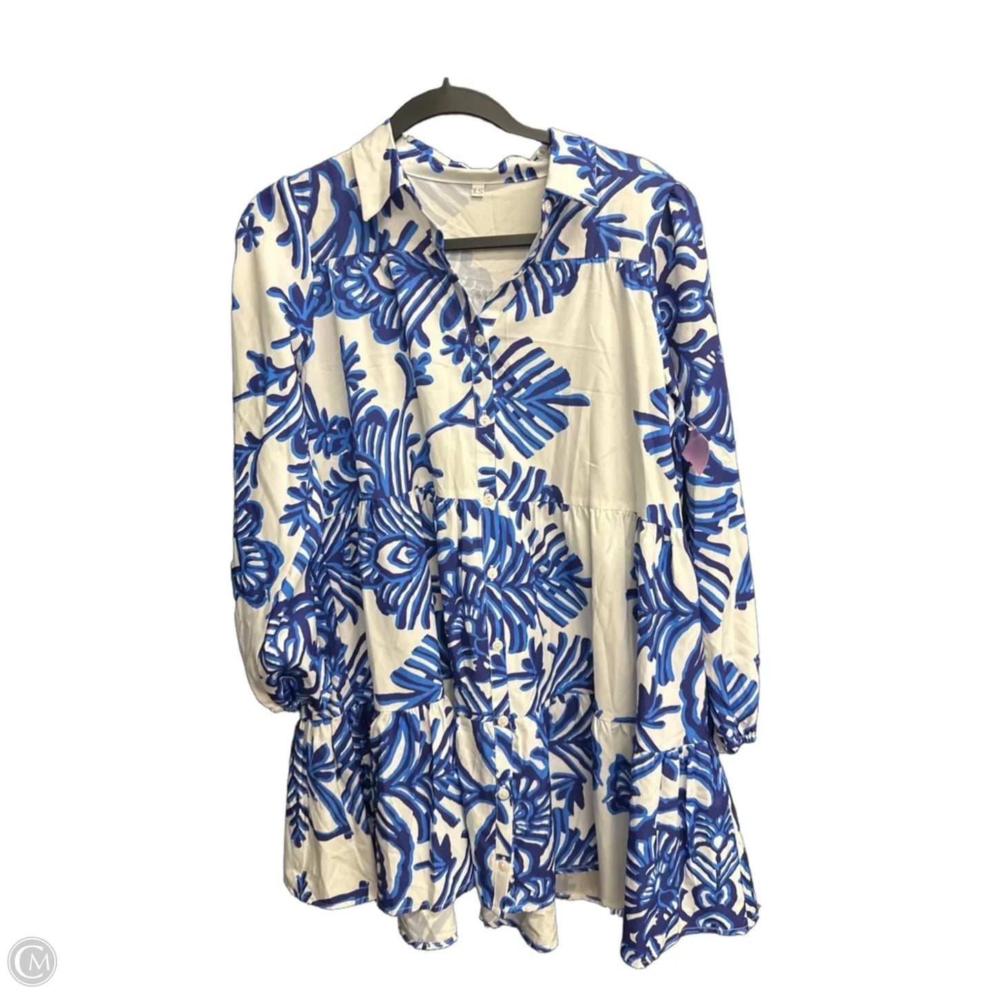 Dress Casual Midi By Clothes Mentor In Blue & White, Size: Xs