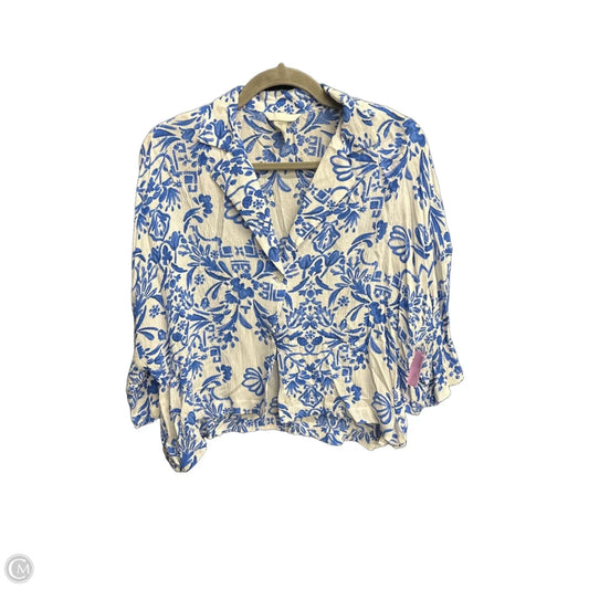 Top Long Sleeve By H&m In Blue & White, Size: Xs