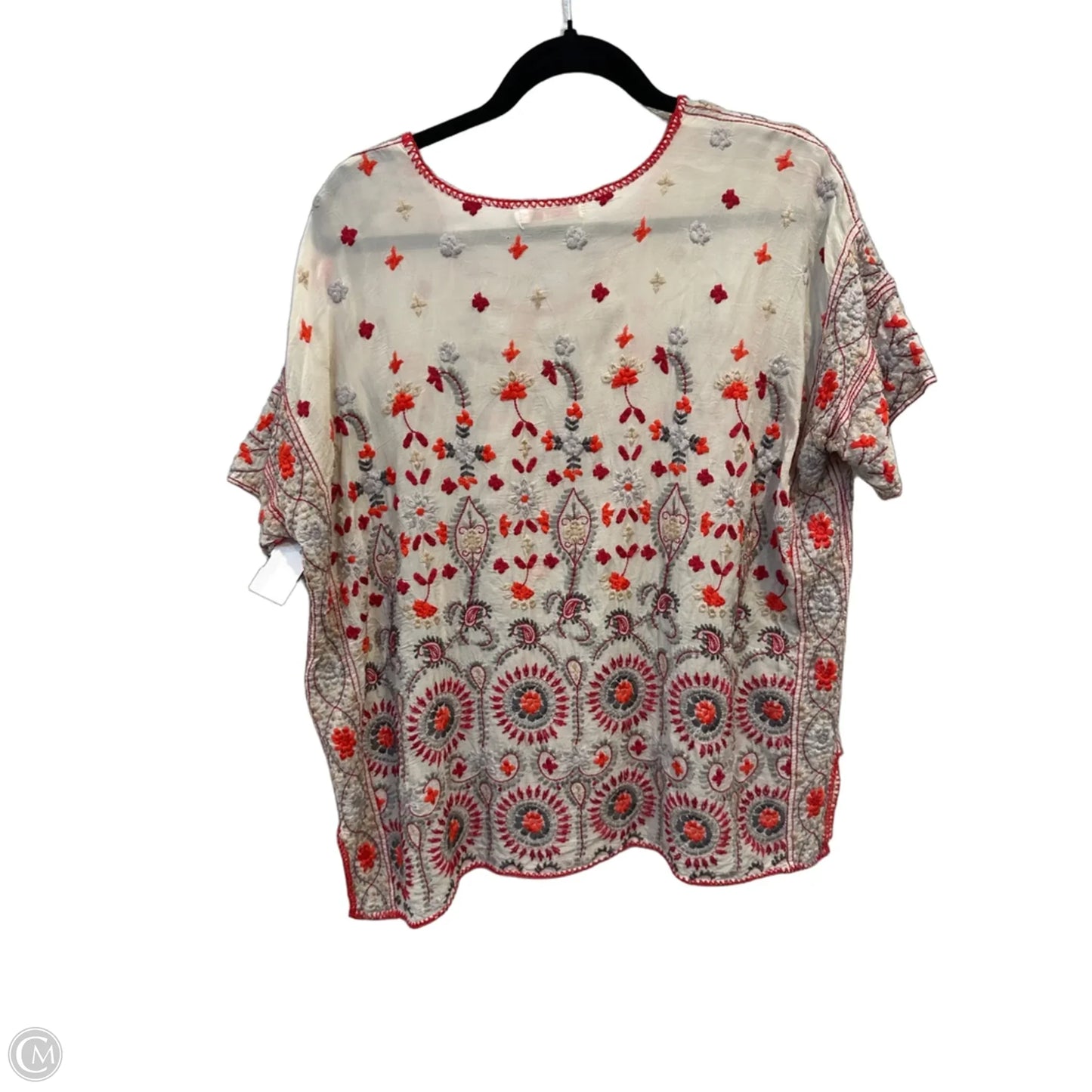 Blouse Short Sleeve By Johnny Was In Orange & Red, Size: S
