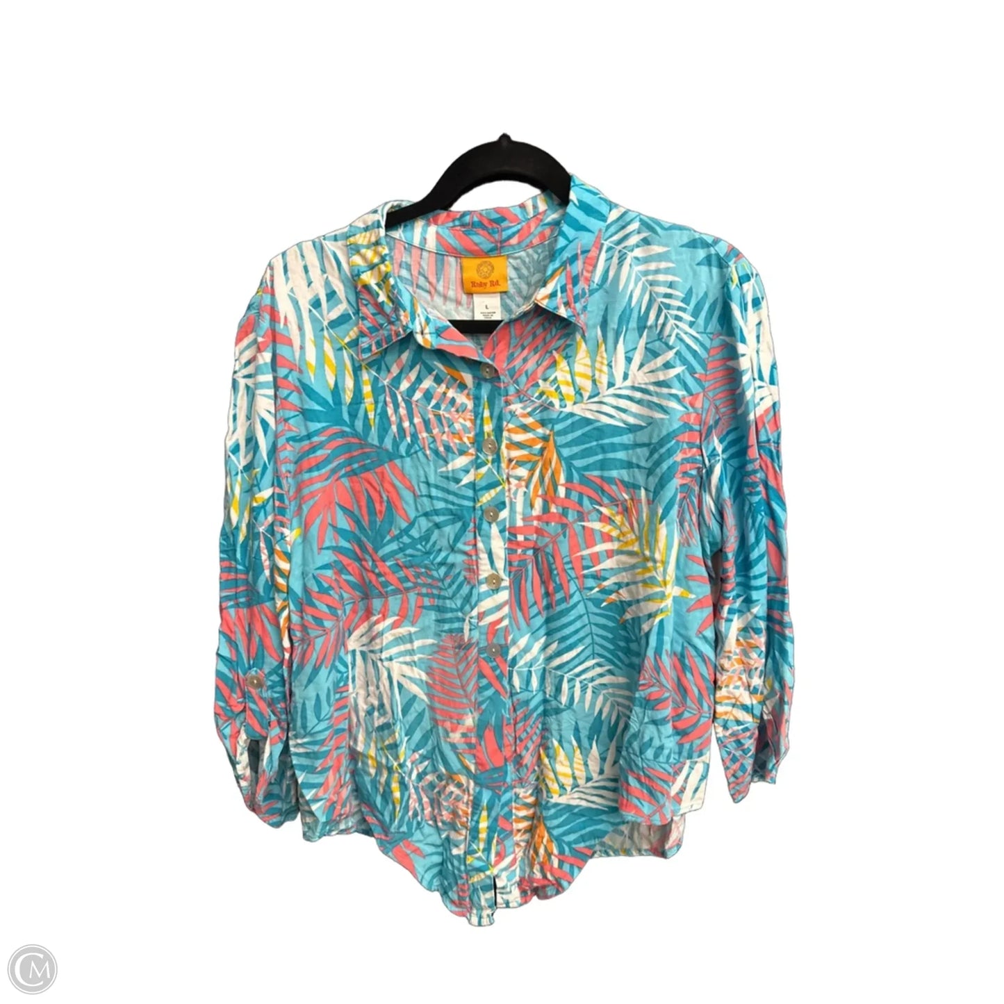 Top 3/4 Sleeve By Ruby Rd In Blue & Pink, Size: L