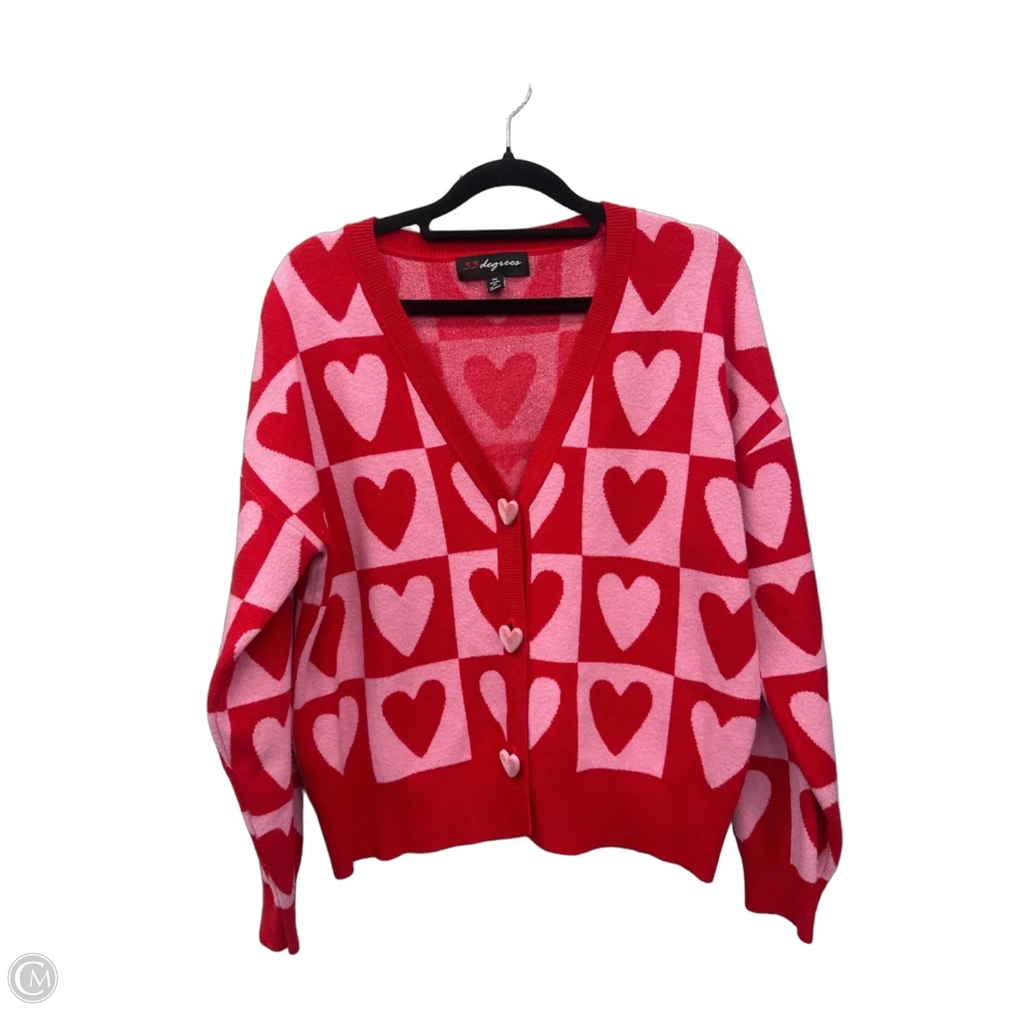 Cardigan By Clothes Mentor In Pink & Red, Size: M