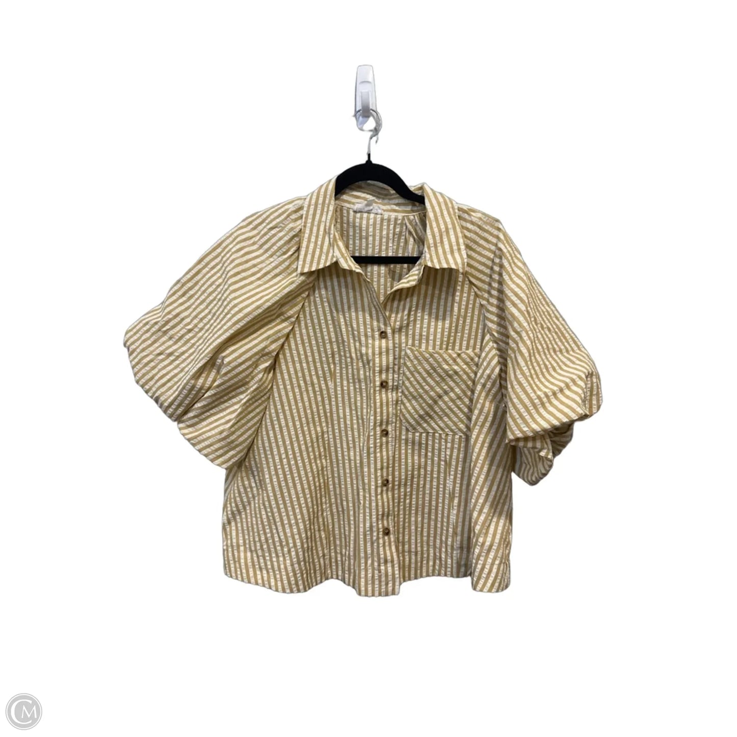 Blouse Short Sleeve By &merci In Striped Pattern, Size: L