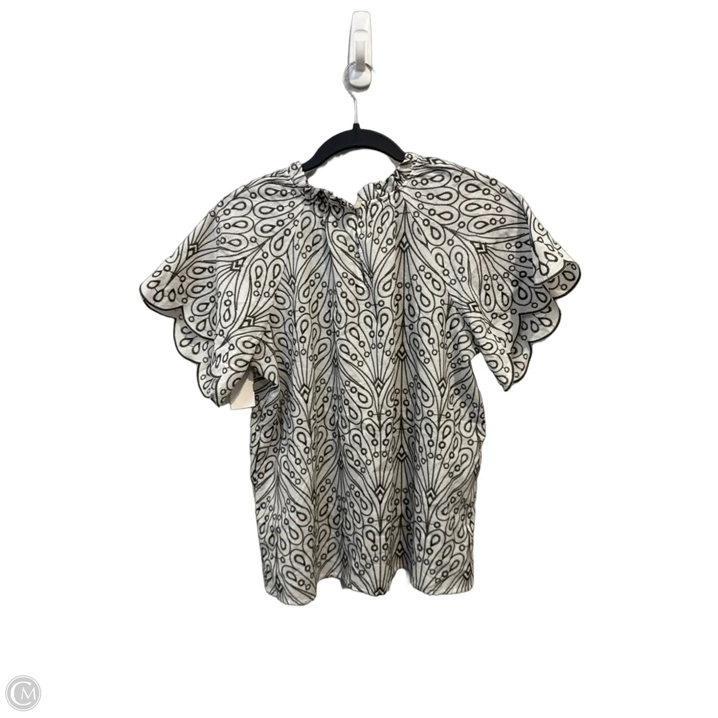 Blouse Short Sleeve By Loft In Green & White, Size: S