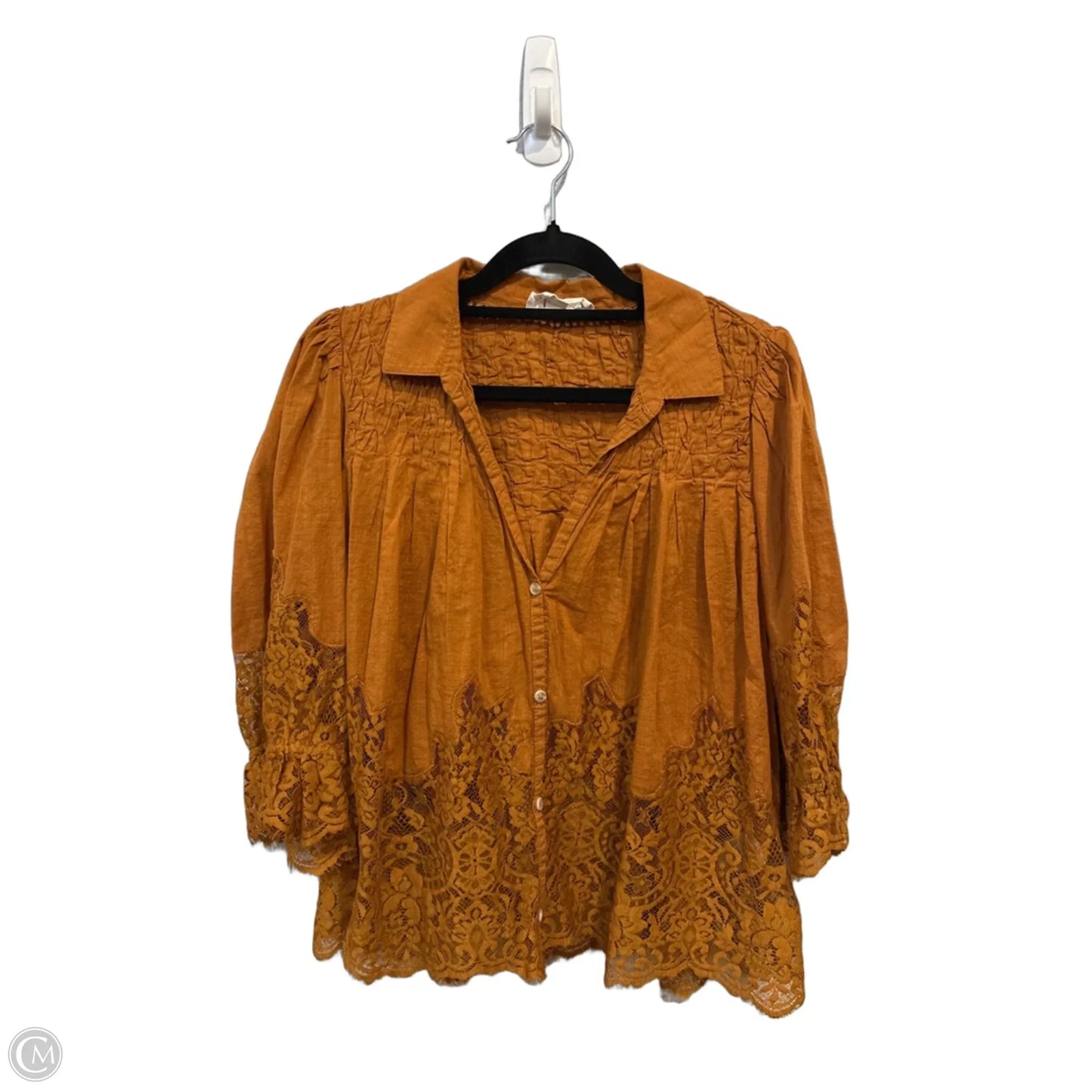 Blouse 3/4 Sleeve By Anthropologie In Orange, Size: S