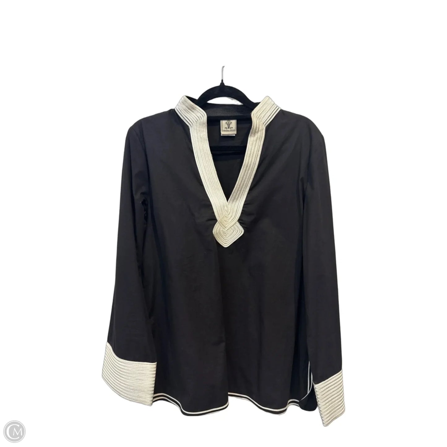 Tunic Long Sleeve By Clothes Mentor In Black & Cream, Size: M