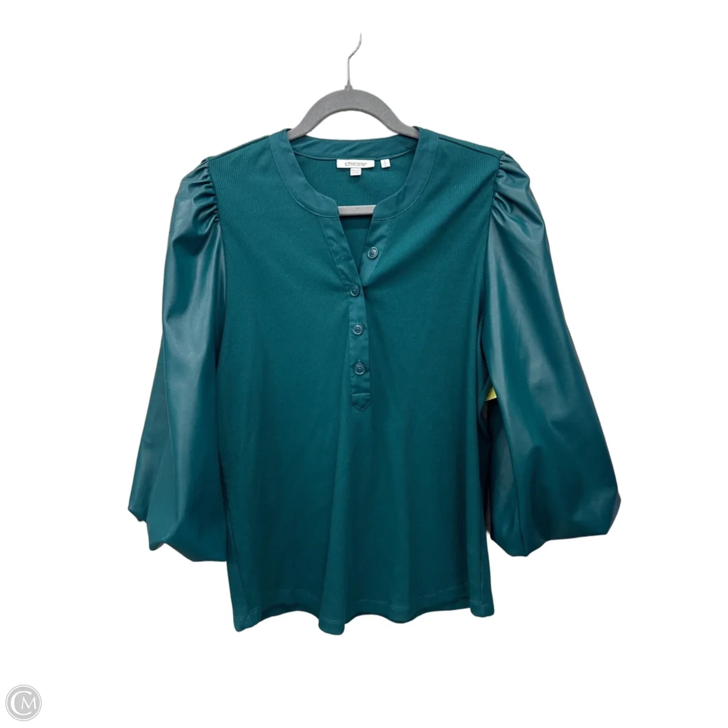 Top Short Sleeve By Chicos In Teal, Size: L
