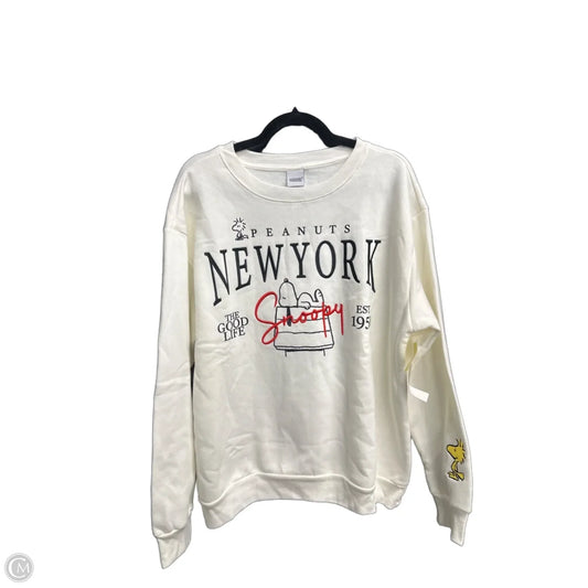 Sweatshirt Crewneck By Clothes Mentor In Cream & Red, Size: 2x