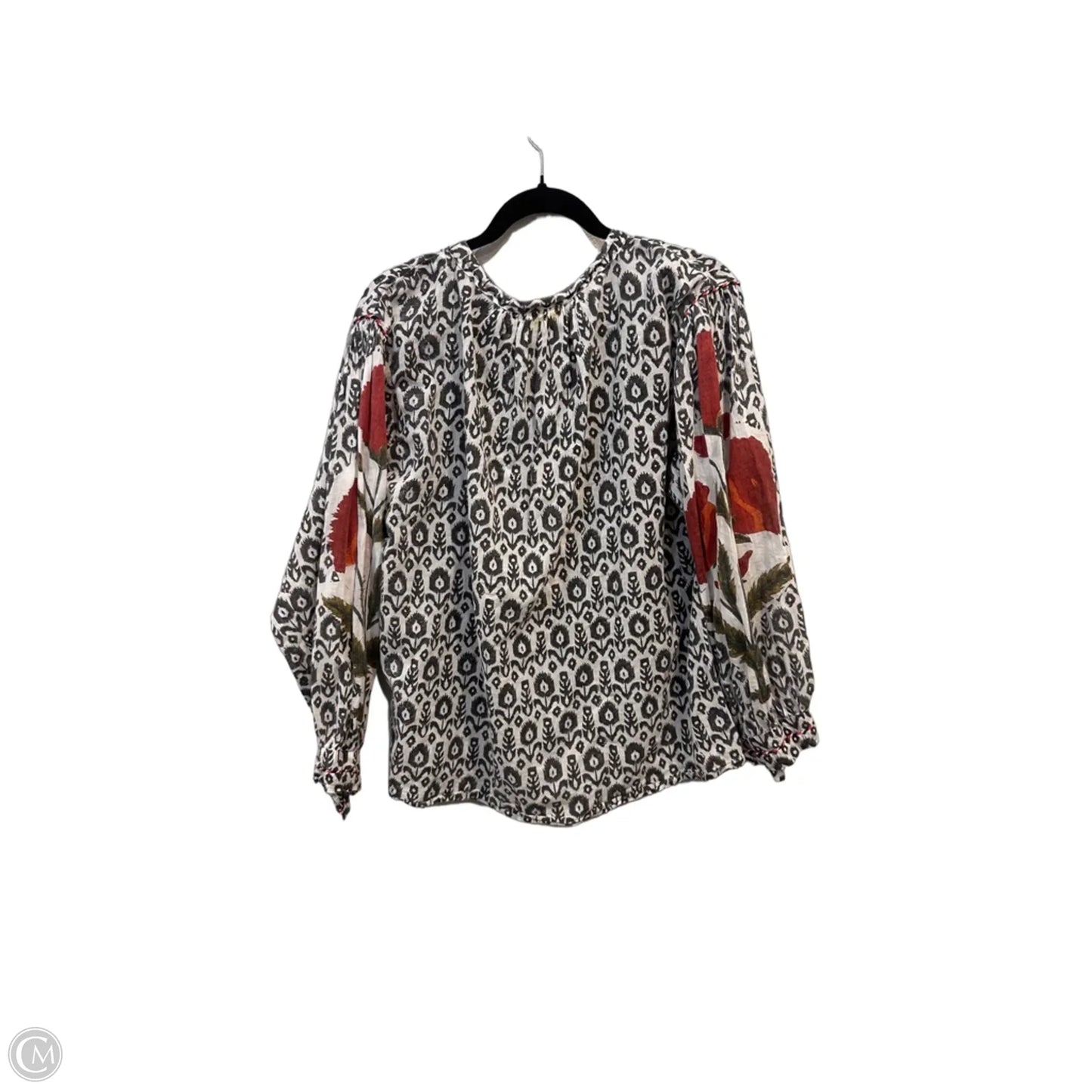 Top Long Sleeve By Roller Rabbit In Grey & White, Size: S