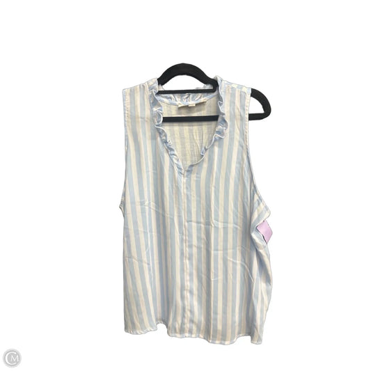Top Sleeveless By Loft In Blue & White, Size: L