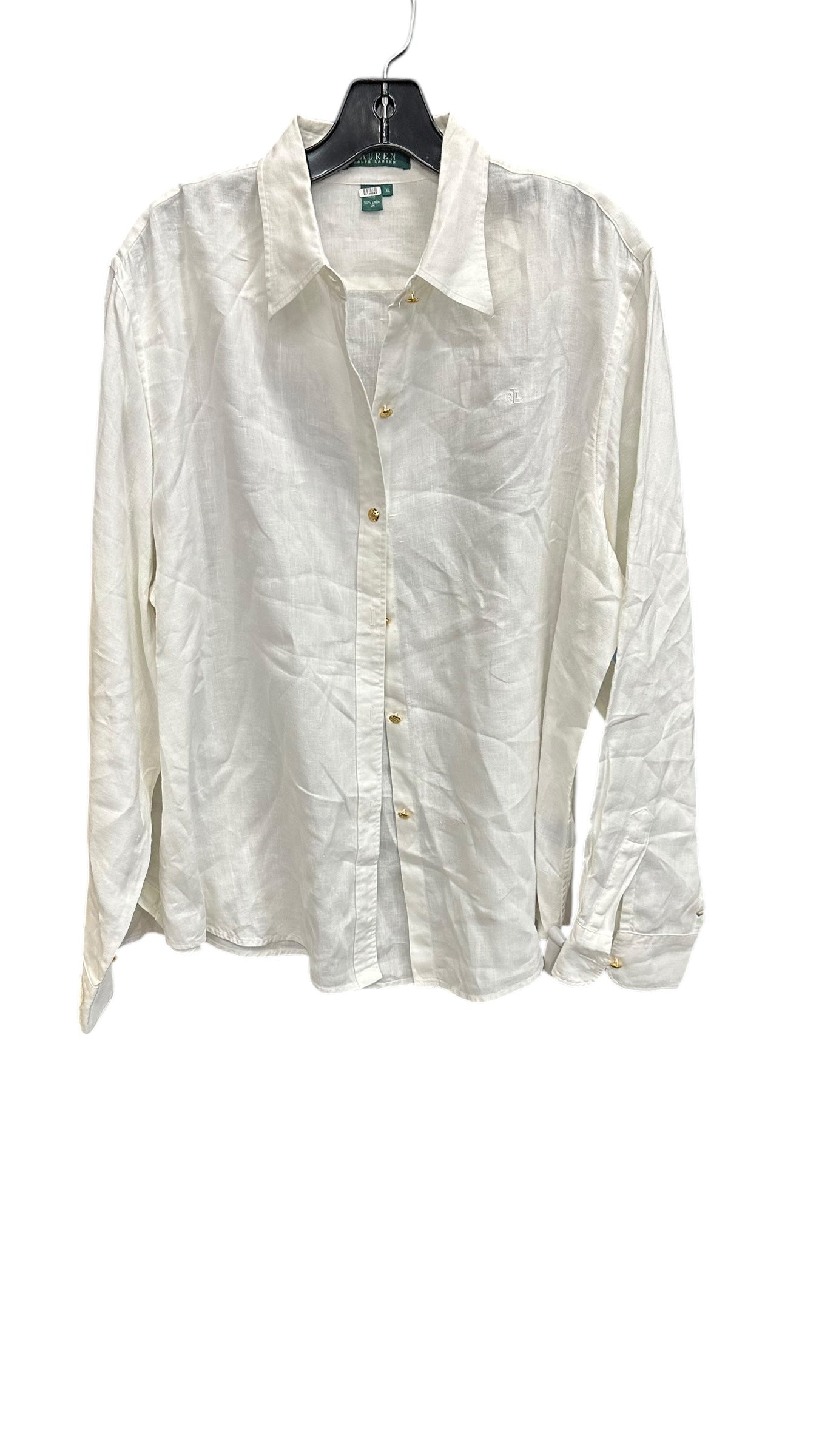 Top Long Sleeve By Ralph Lauren In White, Size: Xl