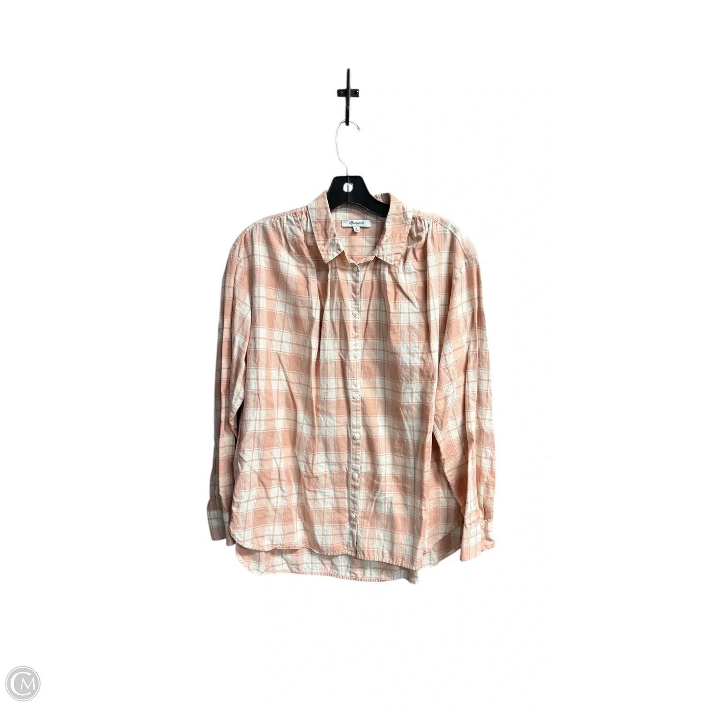 Top Long Sleeve By Madewell In Checkered Pattern, Size: M
