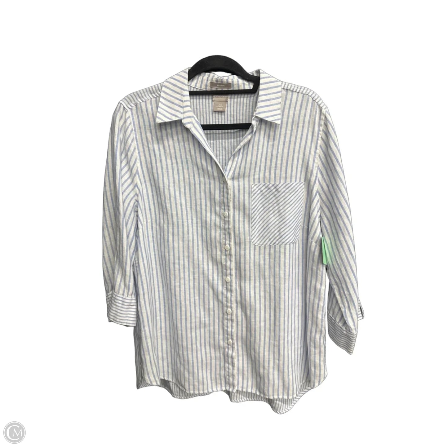 Top 3/4 Sleeve By Chicos In Striped Pattern, Size: Xl