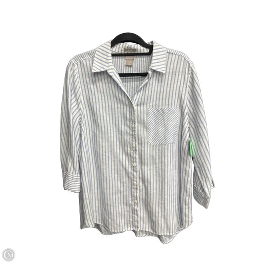 Top 3/4 Sleeve By Chicos In Striped Pattern, Size: Xl