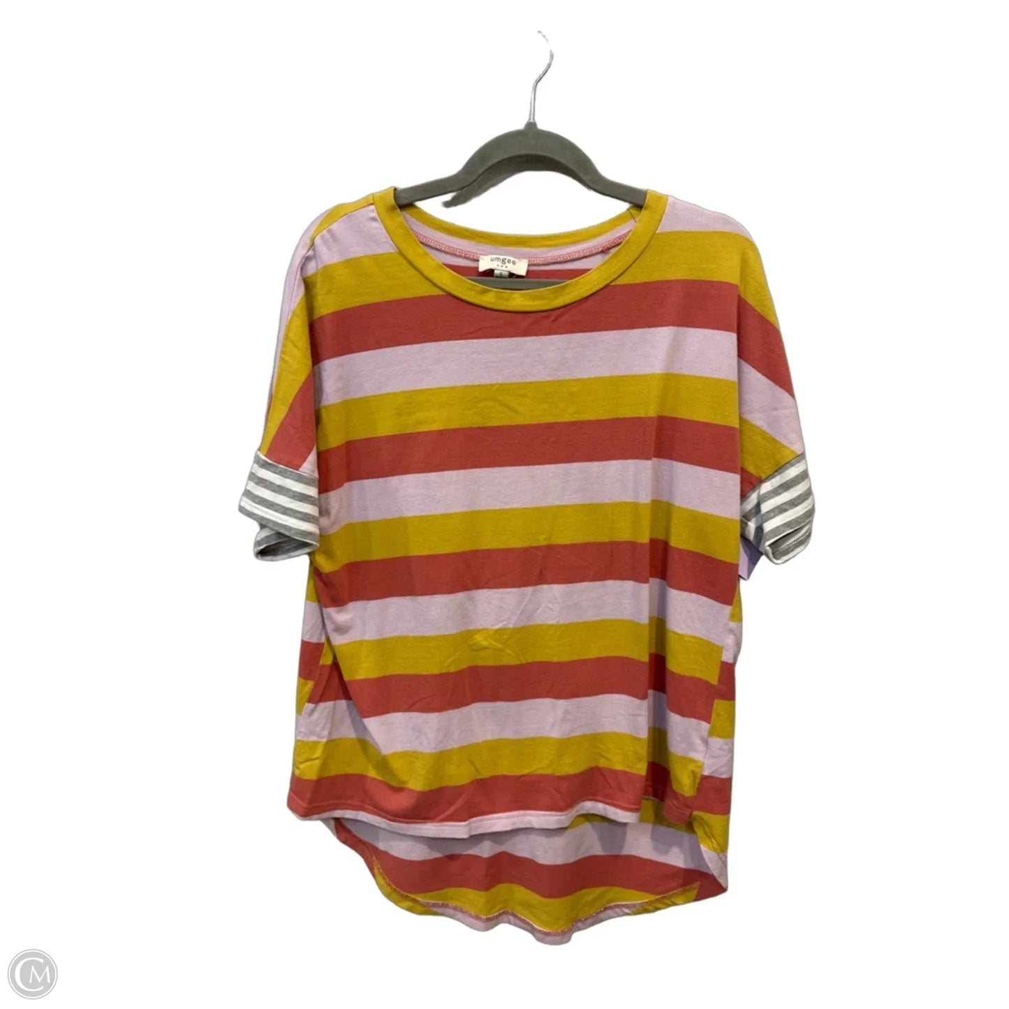 Top Short Sleeve By Umgee In Striped Pattern, Size: S