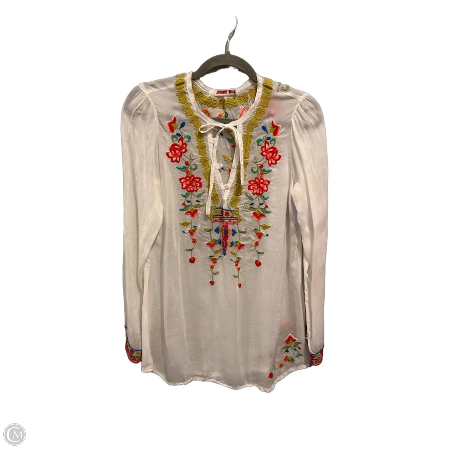 Tunic 3/4 Sleeve By Johnny Was In White, Size: S