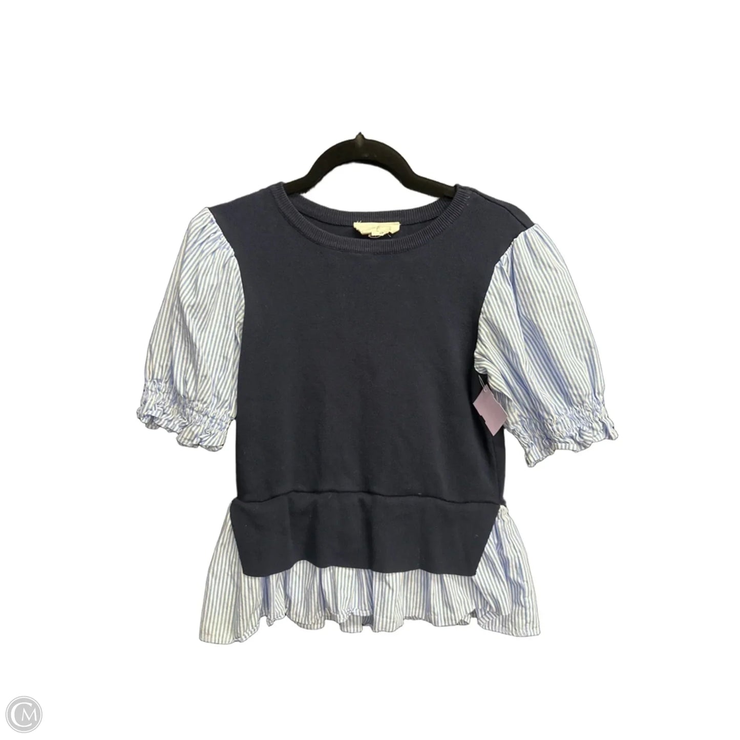 Top Short Sleeve By Anthropologie In Navy, Size: Xs