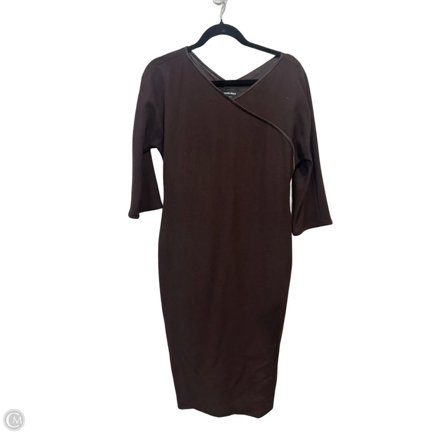 Dress Luxury Designer By Giorgio Armani In Brown, Size: L
