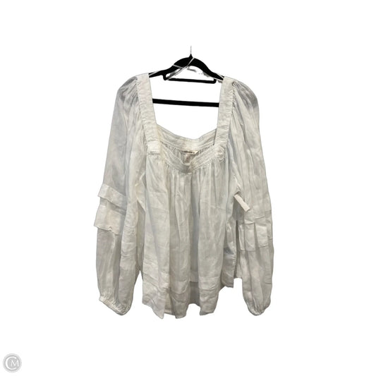 Top Long Sleeve By Banana Republic In White, Size: 2x