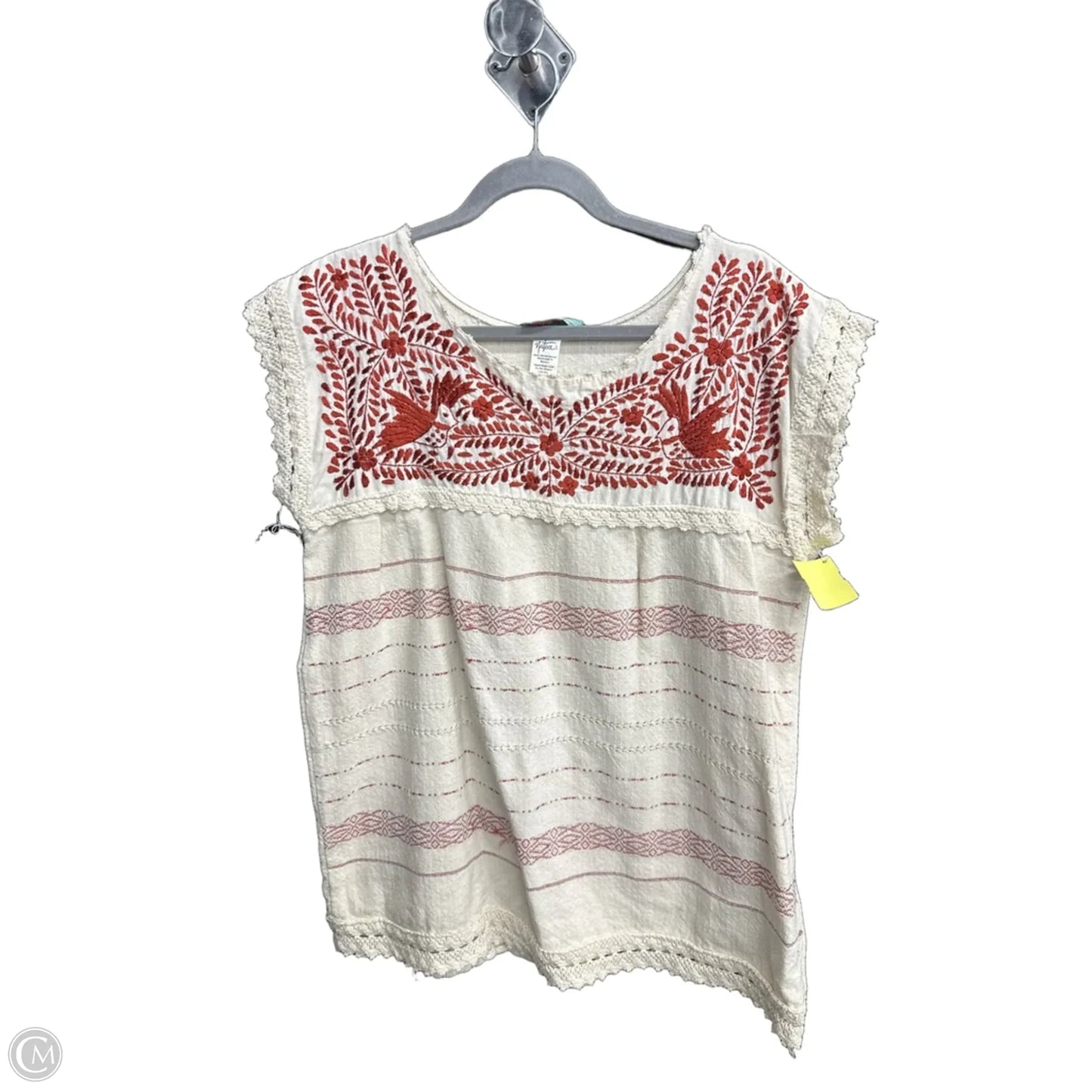 Top Short Sleeve By Clothes Mentor In Cream, Size: L