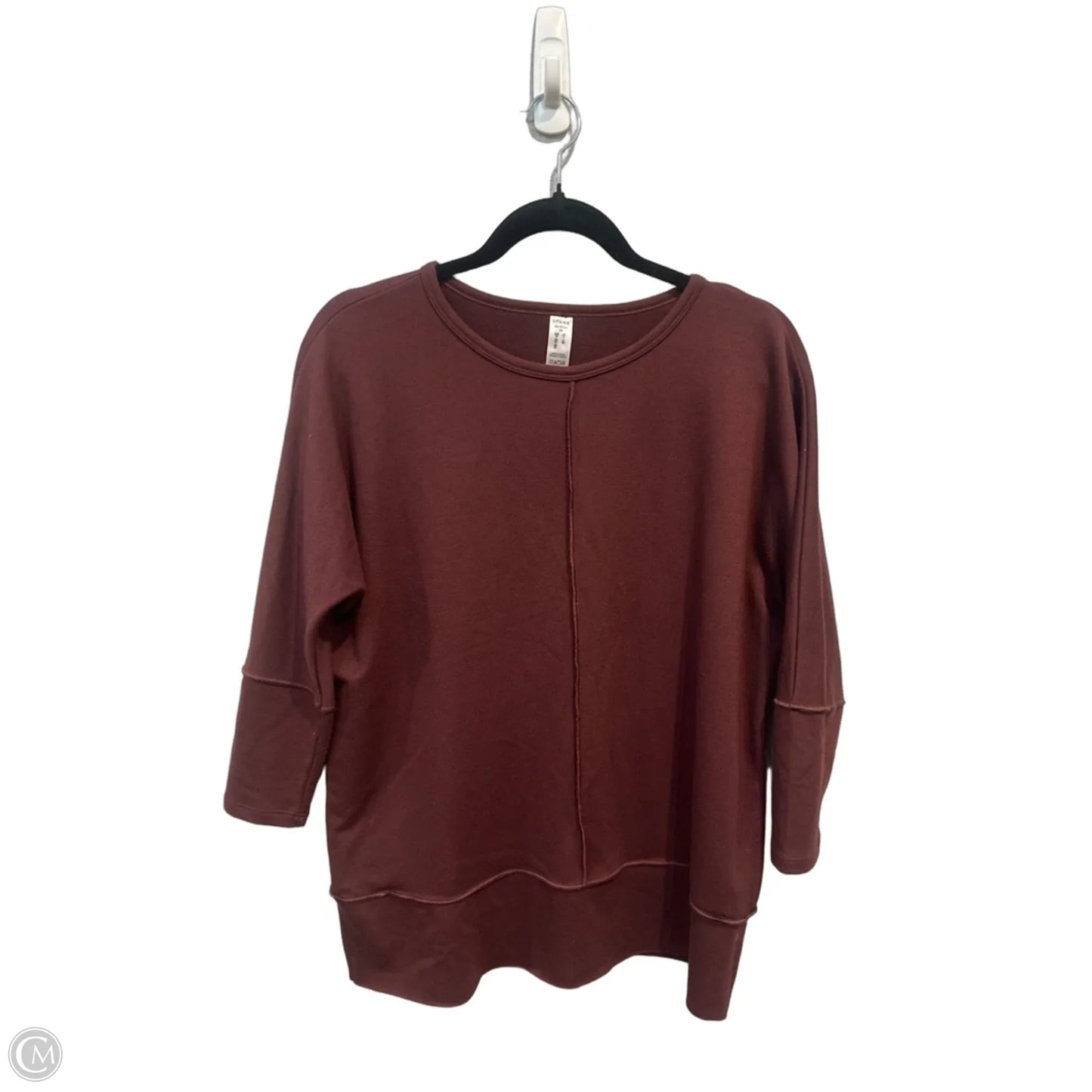 Top 3/4 Sleeve By Spanx In Maroon, Size: Xs