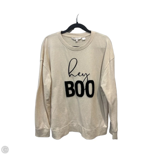 Sweatshirt Crewneck By Shiraleah In Cream, Size: L