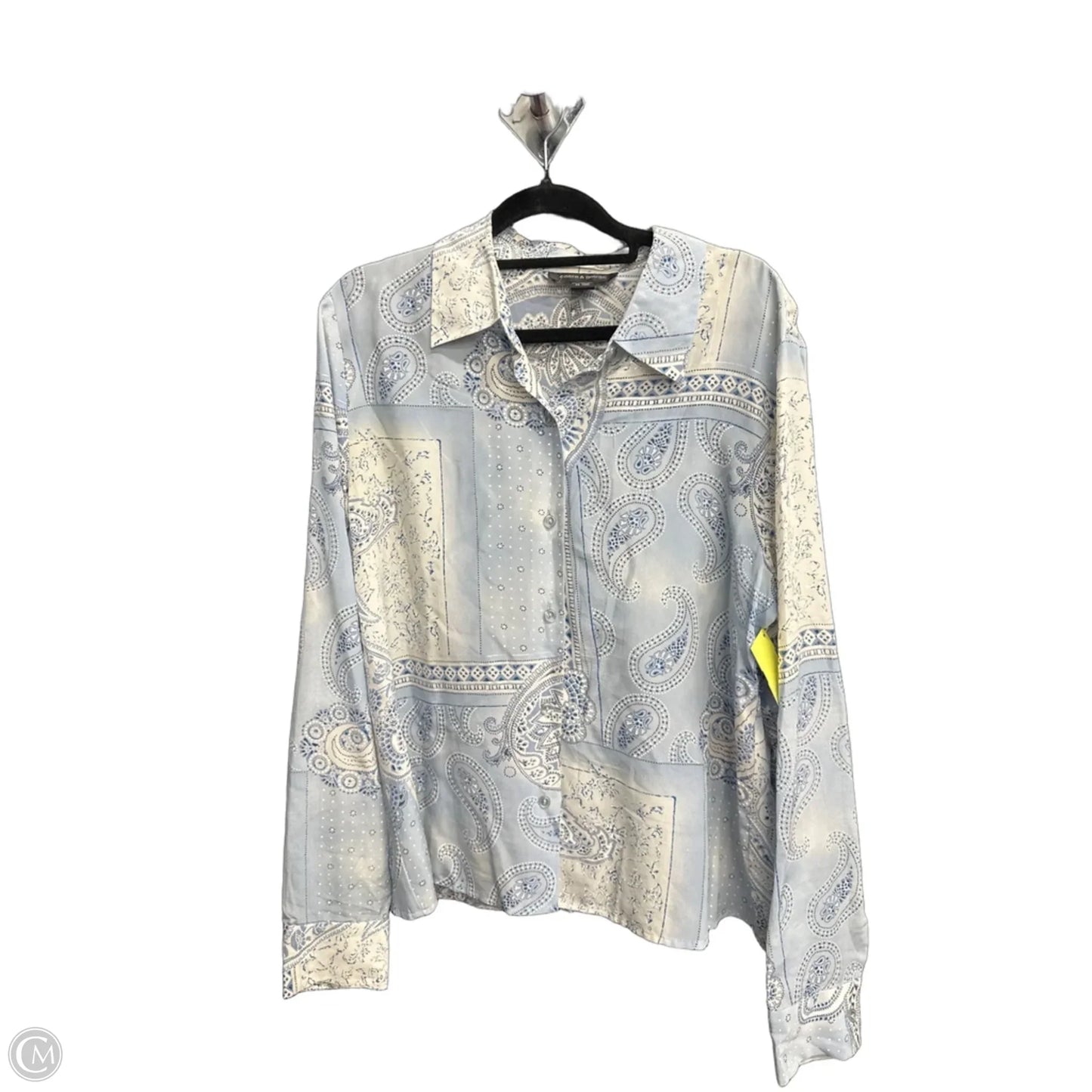 Top Long Sleeve By Cable And Gauge In Blue & White, Size: L