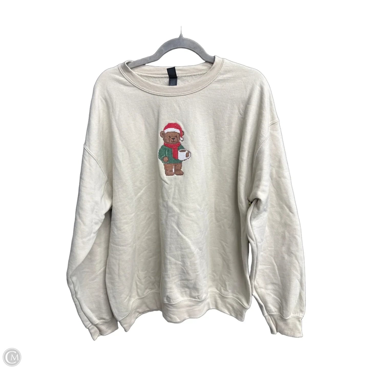 Sweatshirt Crewneck By Gildan In Cream, Size: L