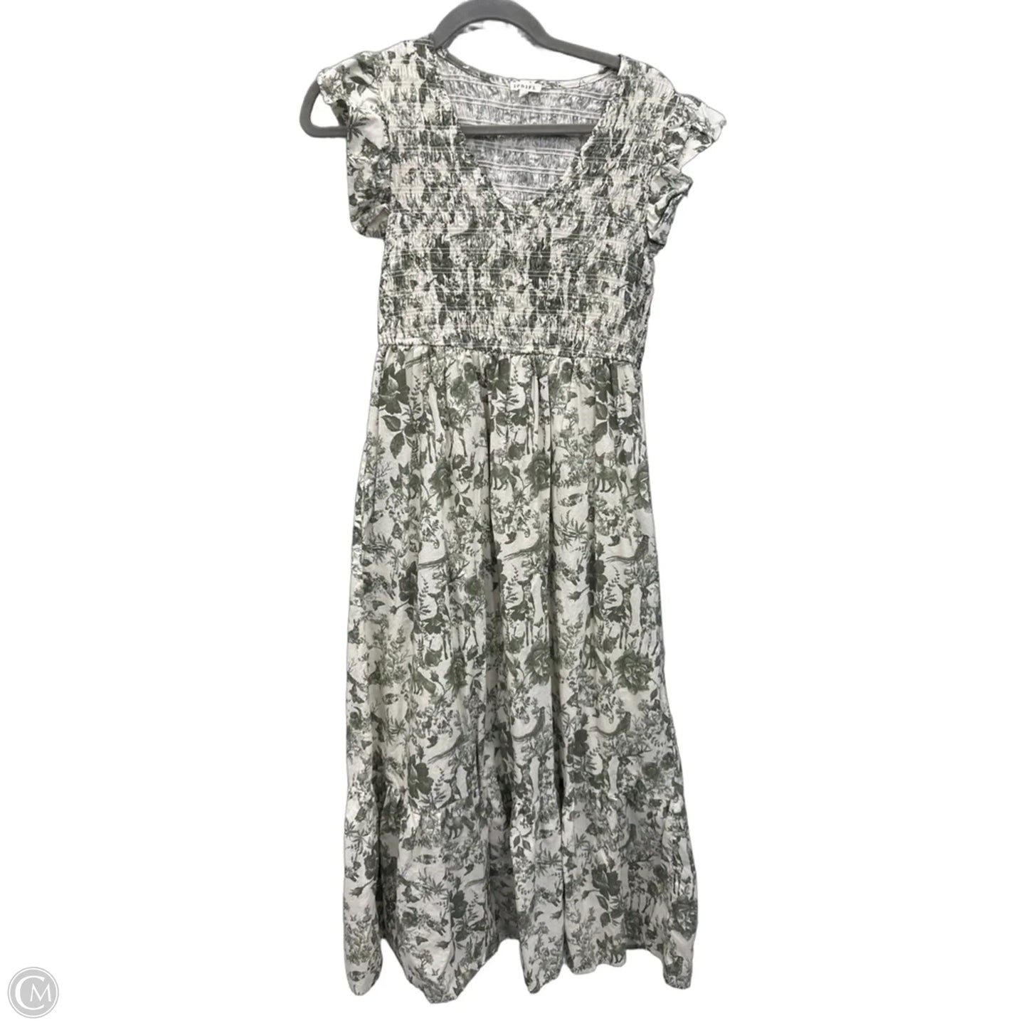 Dress Casual Maxi By Jodifl In Cream & Green, Size: M