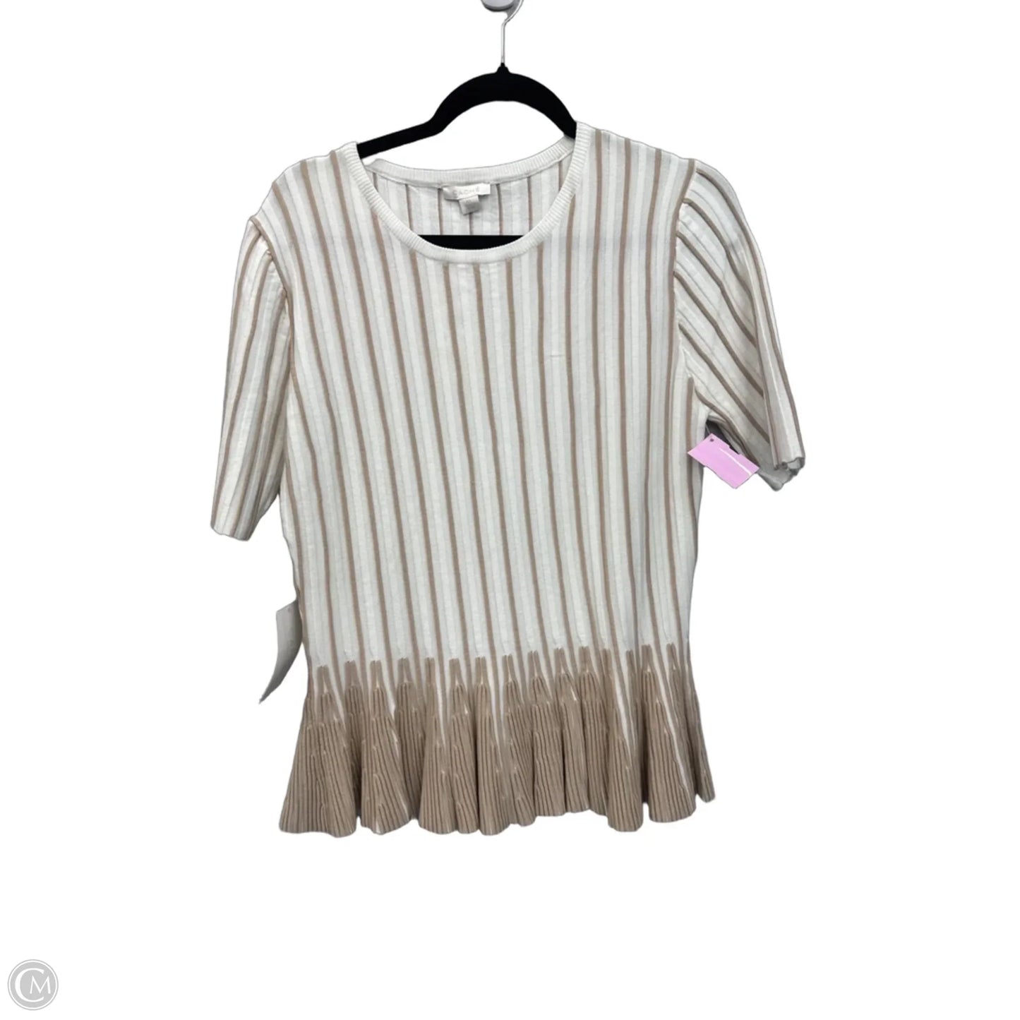 Top Short Sleeve By Cache In Cream & Tan, Size: Xl