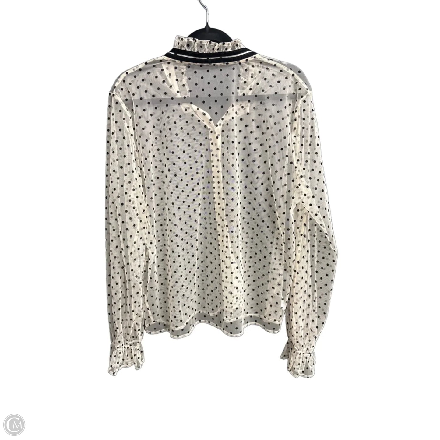 Blouse Long Sleeve By Loft In Polkadot Pattern, Size: L