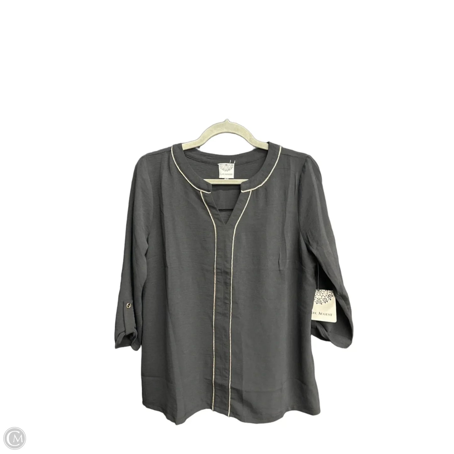 Blouse Long Sleeve By Clothes Mentor In Black & Gold, Size: M