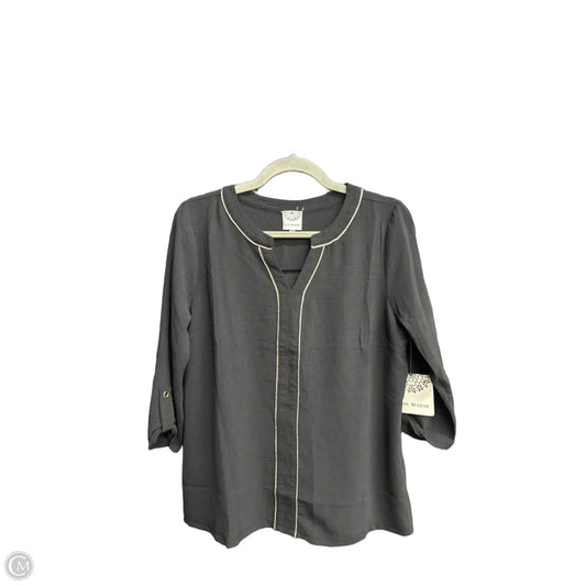 Blouse Long Sleeve By Clothes Mentor In Black & Gold, Size: M
