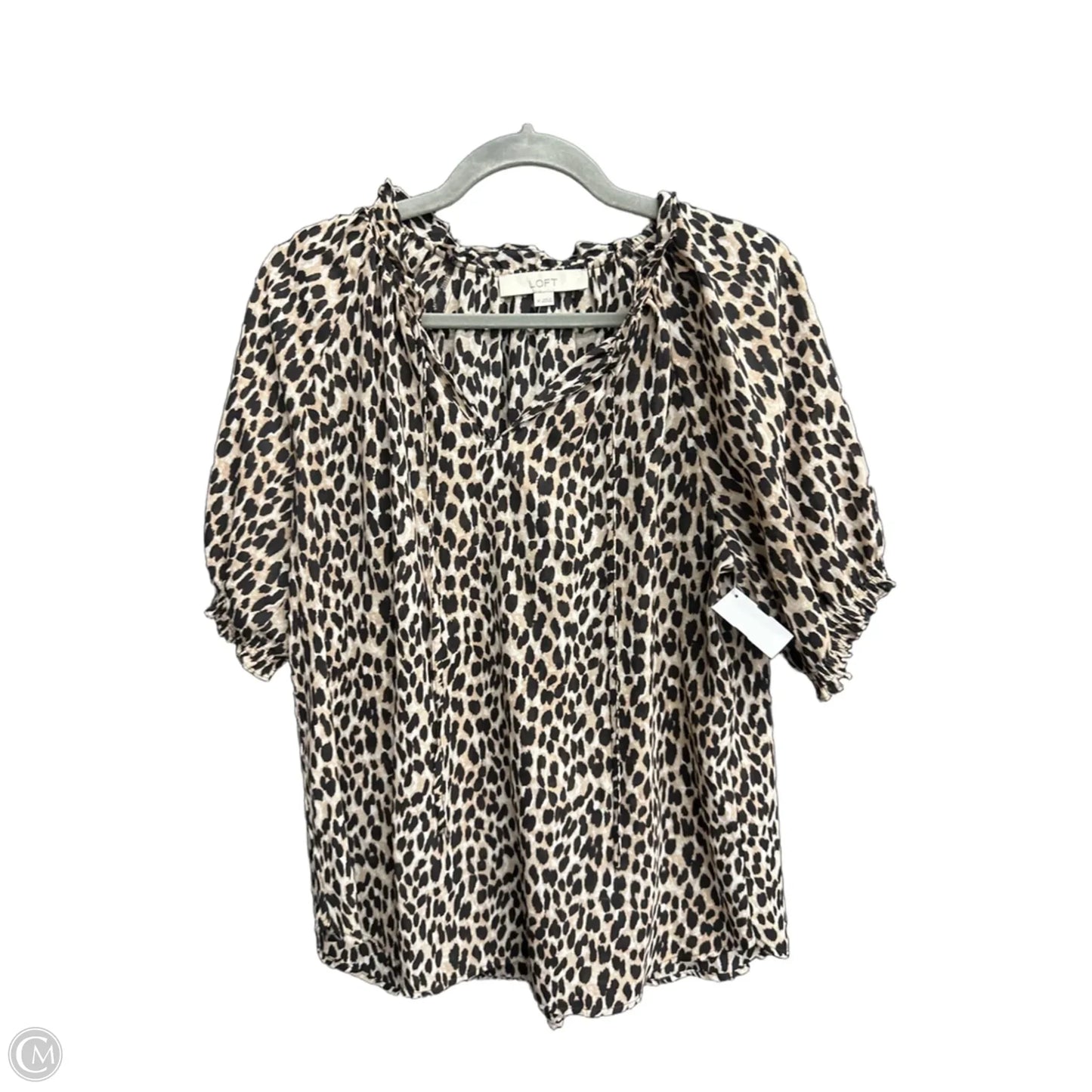 Blouse Short Sleeve By Loft In Animal Print, Size: M