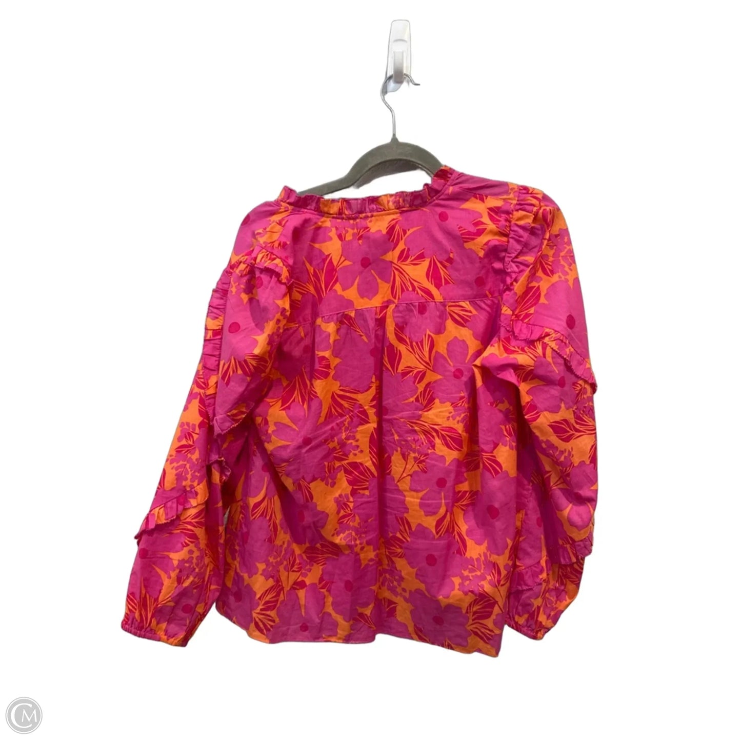 Blouse Long Sleeve By Karlie In Orange & Pink, Size: M