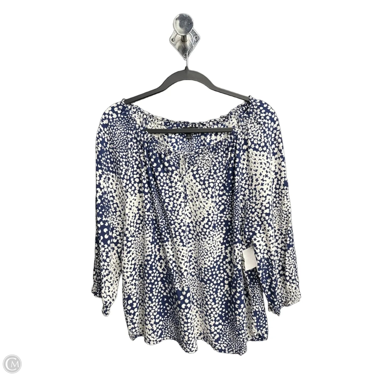 Top Long Sleeve By Talbots In Blue & White, Size: Xl