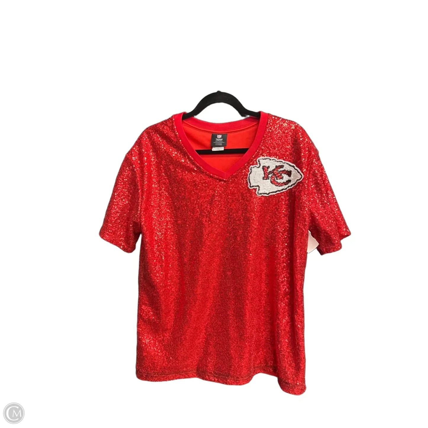 Top Short Sleeve By Nfl In Red & Yellow, Size: L