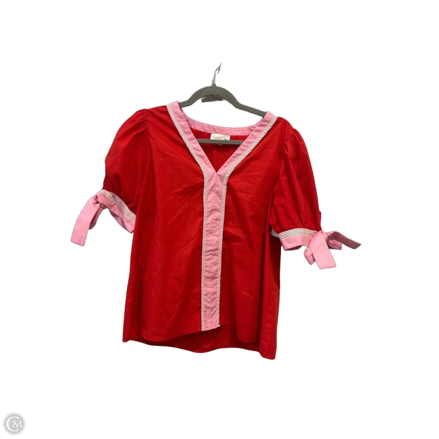 Blouse Short Sleeve By Entro In Pink & Red, Size: L