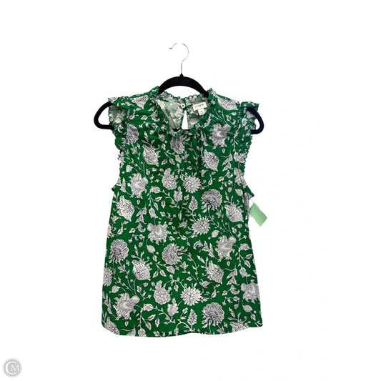 Blouse Sleeveless By J. Crew In Green & White, Size: M