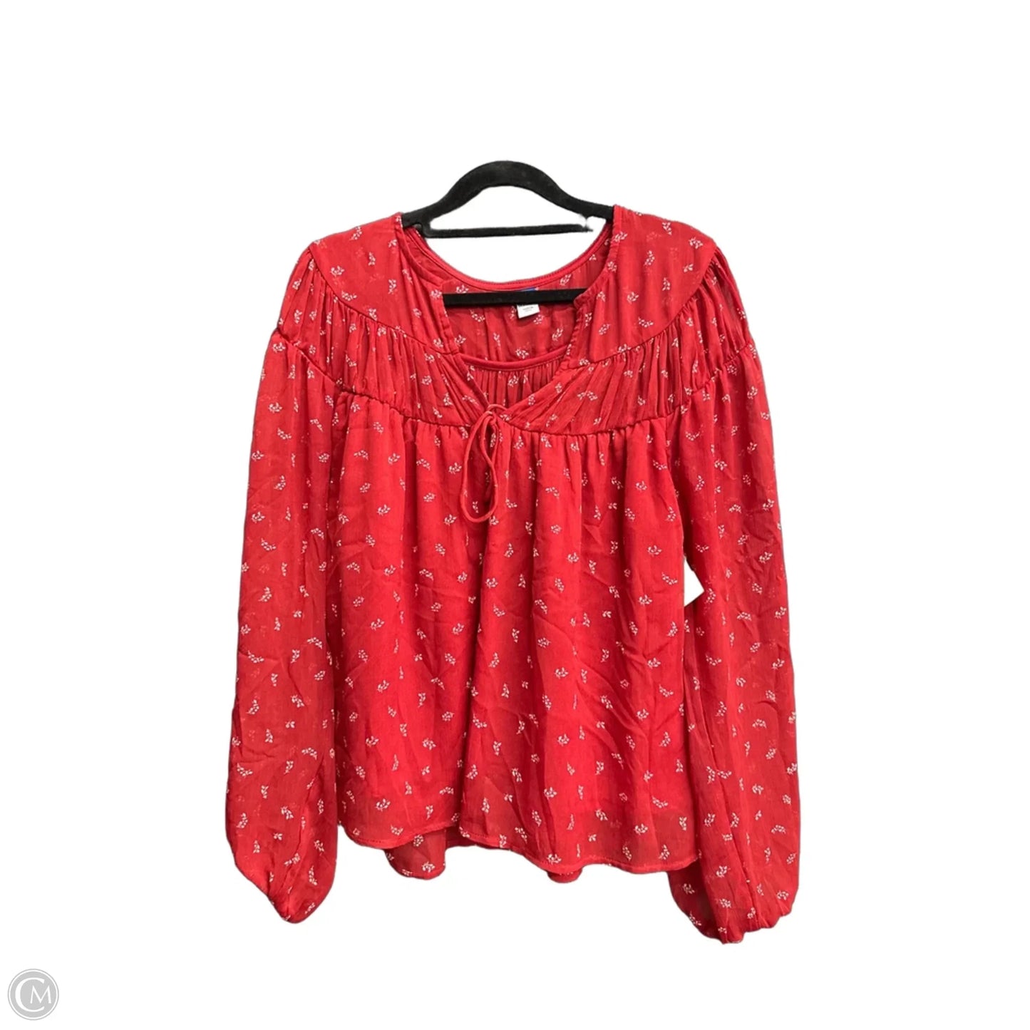 Blouse Long Sleeve By Old Navy In Red & White, Size: M