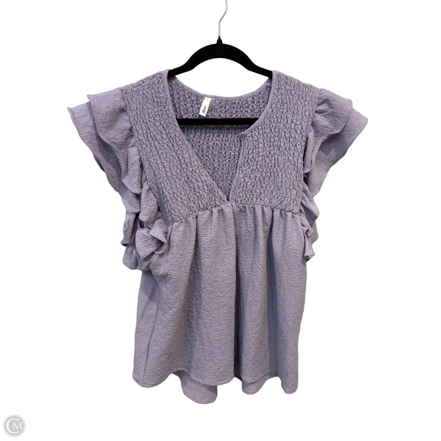 Blouse Short Sleeve By Glam In Purple, Size: S