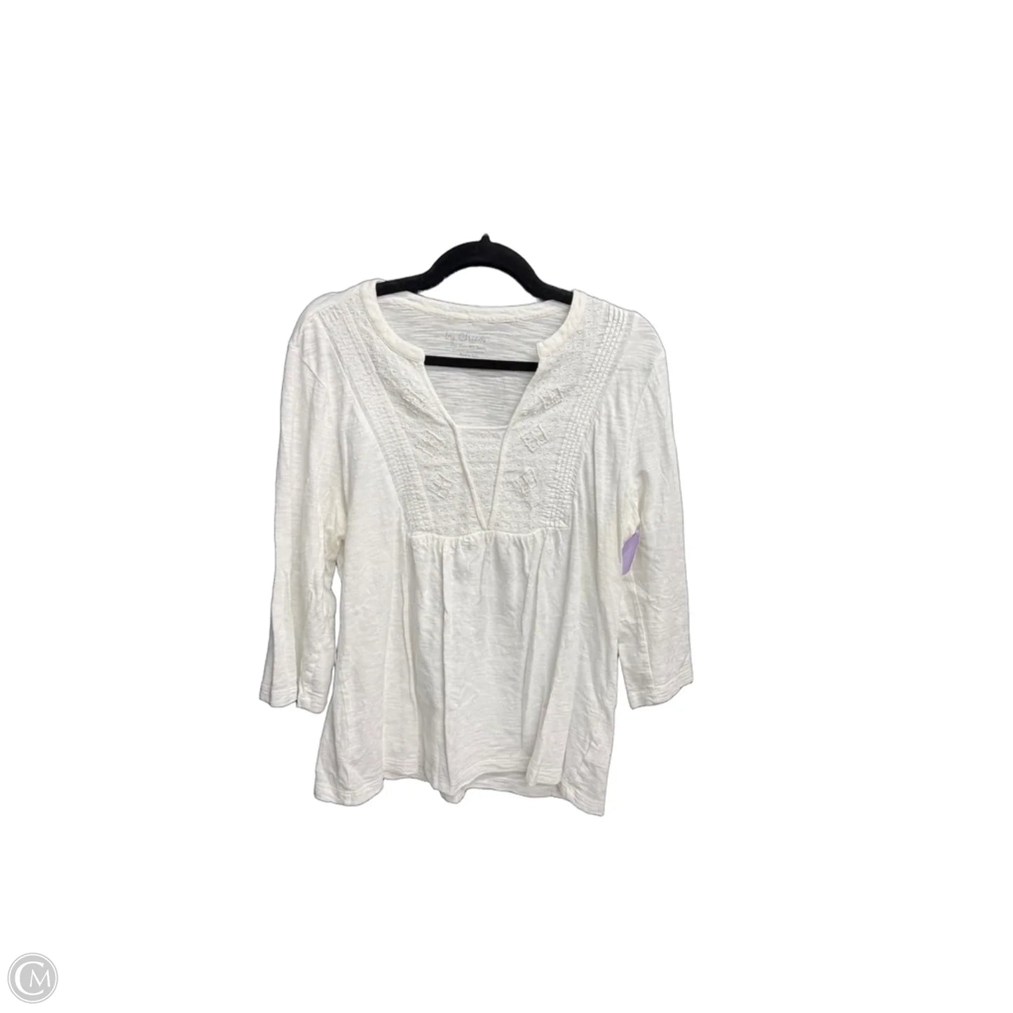 Top 3/4 Sleeve By Chicos In White, Size: S
