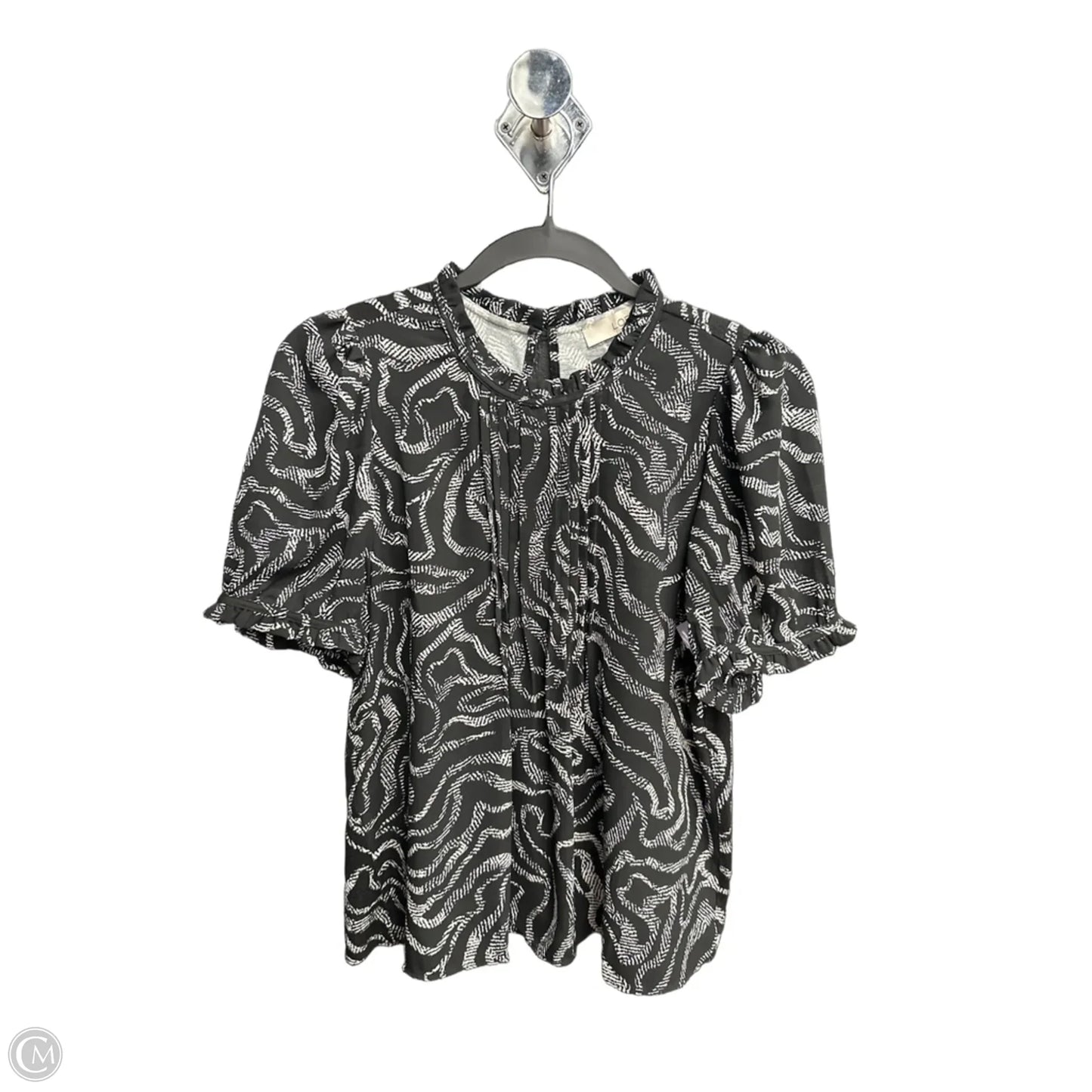 Blouse Short Sleeve By Loft In Black & White, Size: Xsp