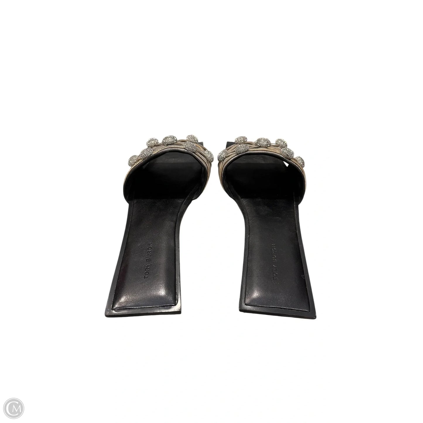 Sandals Designer By Tory Burch In Black & Silver, Size: 9.5